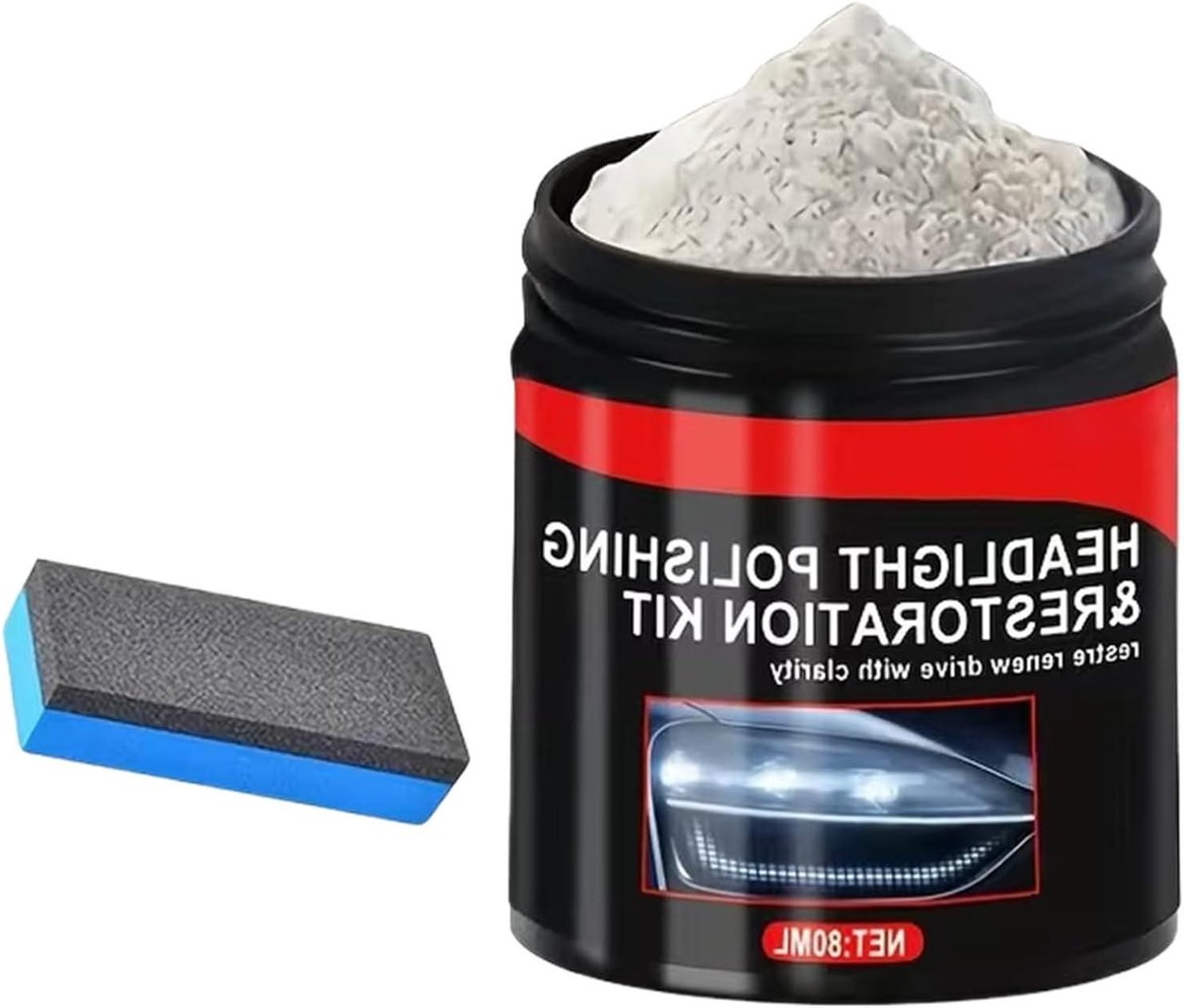 Koplamp Restore Kit - Glaspolijstpoeder - Kras Verwijderen - Direct Polijsten - 80ml - Wit