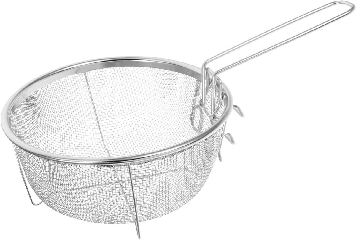 Frituurmandjes Set Keukenmandjes Frituren En Koken Inklapbaar Handvat 5 Stuks Zilverkleurig
