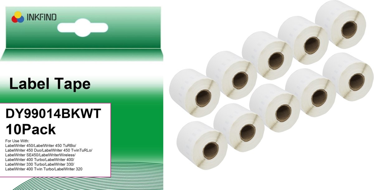 INKFIND 99014 S0722430 label voor naamkaart 54x101mm (10 Pack) wit Geschikt voor Dymo Labelwriter
