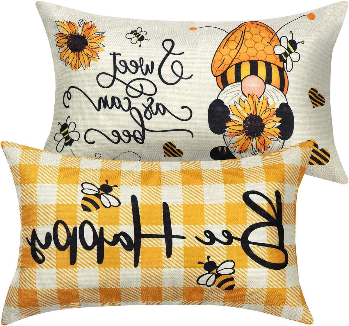 Set van 2 Decoratieve Bloemen Kussenhoezen 30x50cm van Katoen en Linnen voor Sofa en Bank, Ideaal voor Lente en Zomer Interieurdecoratie