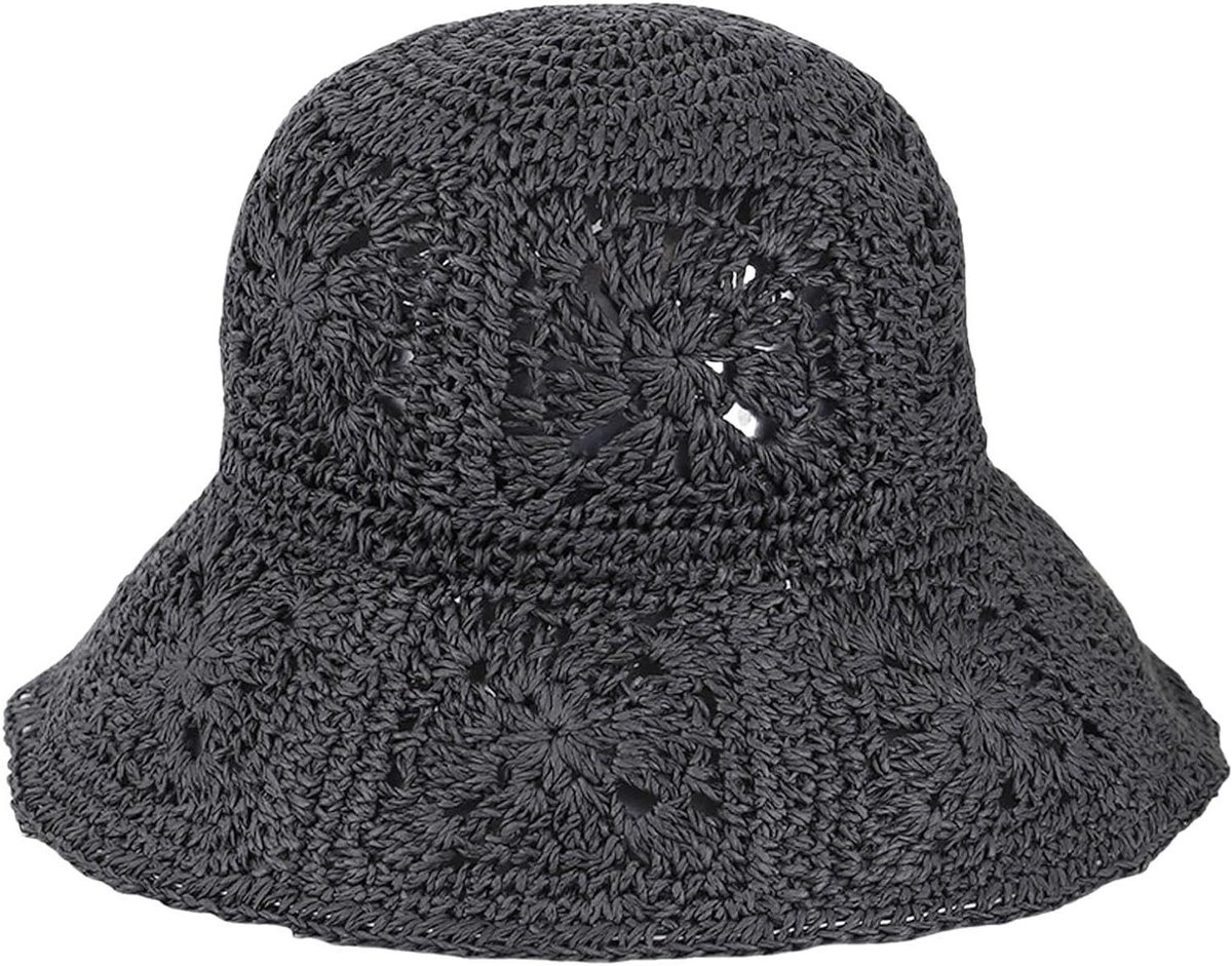 Zonnehoed Dames - Strandmuts Gehaakt - Zon Bescherming - Bloemen Geweven - Opvouwbaar - Boho