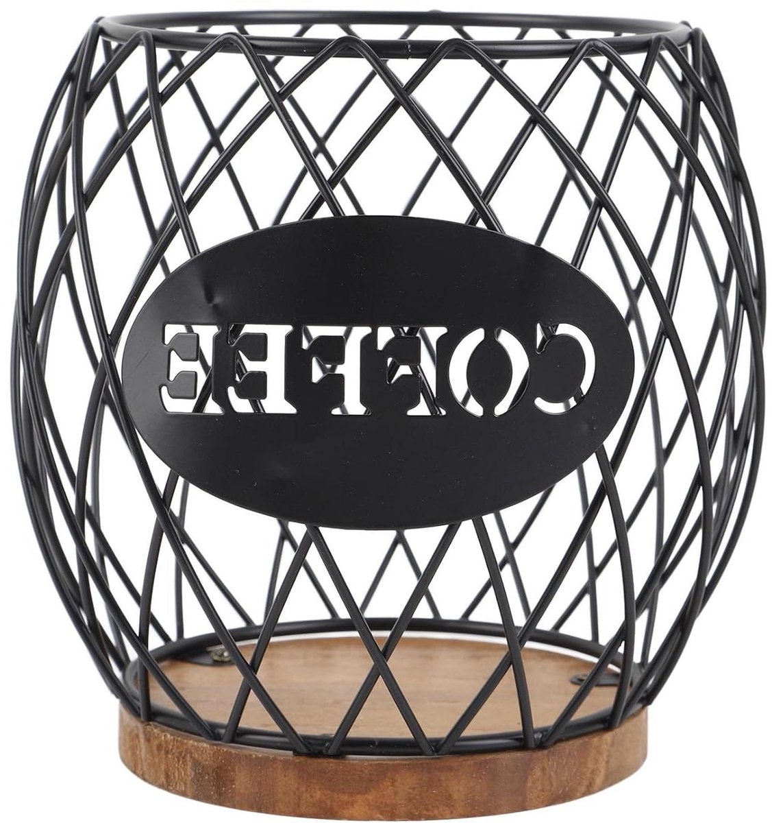 Koffiecup Houder - Opslag Organizer - Keuken Organiseren - Stabiele Houten Basis - 18 x 17 x 17 cm - Zwart