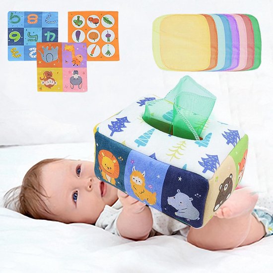 Babys Tissue Box - Leerspeelgoed Doos - Ontwikkeling Stimuleren - Verbeterde Perceptie - 24 x 18 x 12 cm - Meerkleurig — afbeelding 5