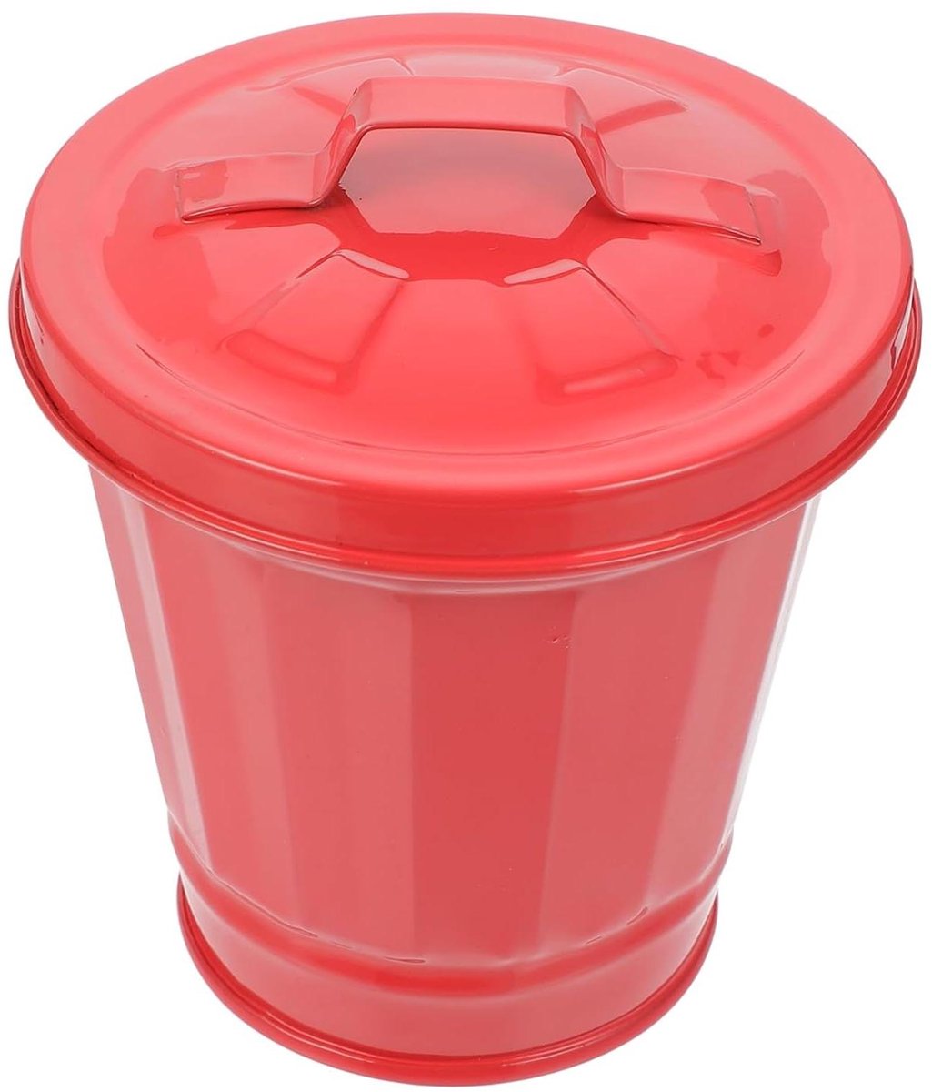 Prullenbak met deksel - Afvalbakje - Bureau organiseren - Compact en multifunctioneel - 11 cm hoog - Rood