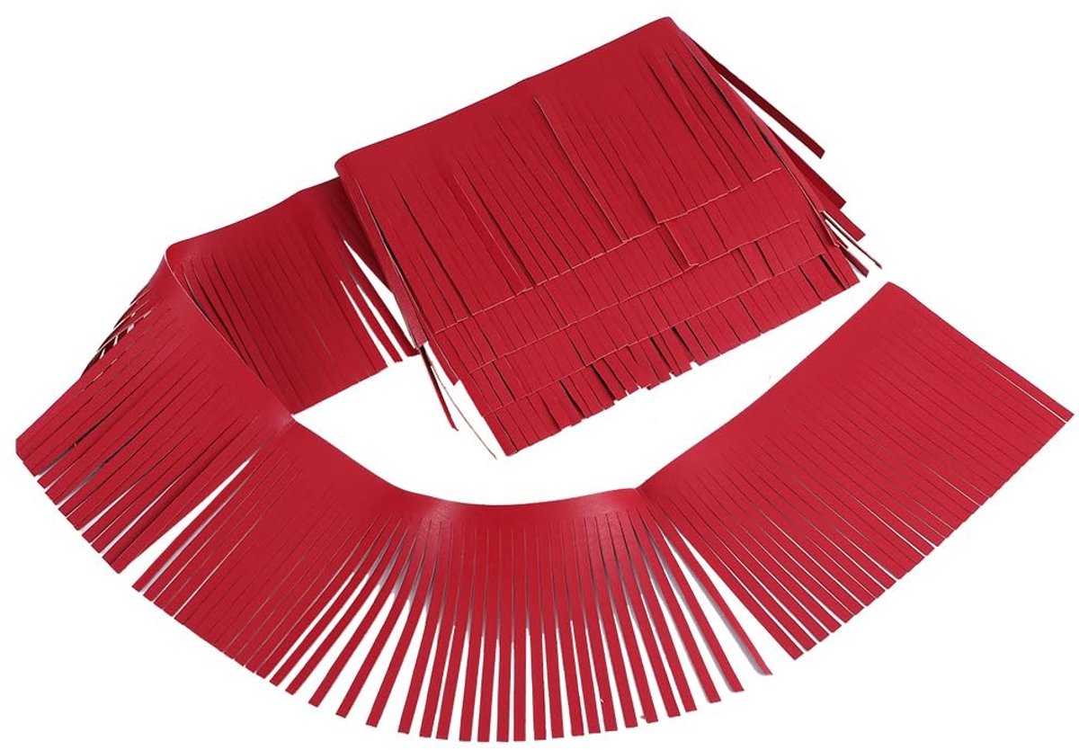 Dailygoody - PU Lederen Franje Trim - Dubbelzijdig Kwastje - Rood - Ambachten en Decoratie - Perfect voor DIY Projecten - 2,18 Yards