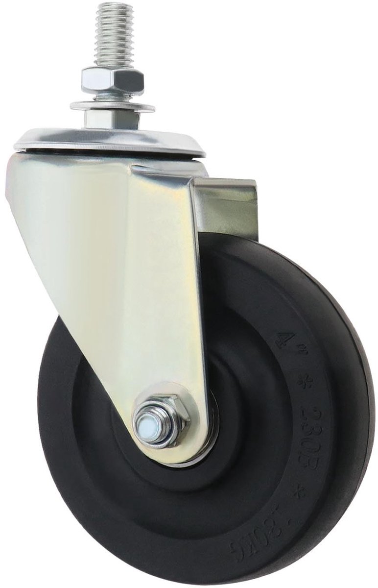 Dailygoody - Hoverkart Wiel Vervanging - 4 inch Rubber Wielen - Metalen Beugel Inclusief Bouten - Ideaal voor Hoverboard - Geschikt voor Scooter Acces...