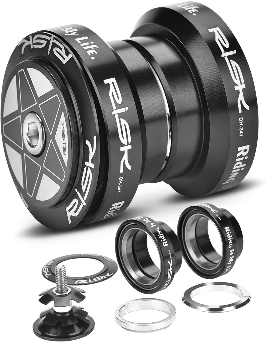 Dailygoody - Fiets-headset - Aluminium mountainbike-headset - Duurzaam en stabiel - Zwart - Vervanging voor fiets-headset - Geschikt voor 28,6 mm