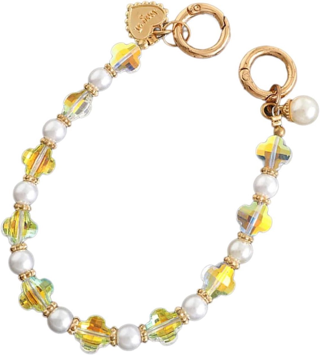 Telefoon Polsband Parels - Telefoon Lanyard Ketting - Tas Decoratie - Elegante Parel Stijl - 12 cm - Wit