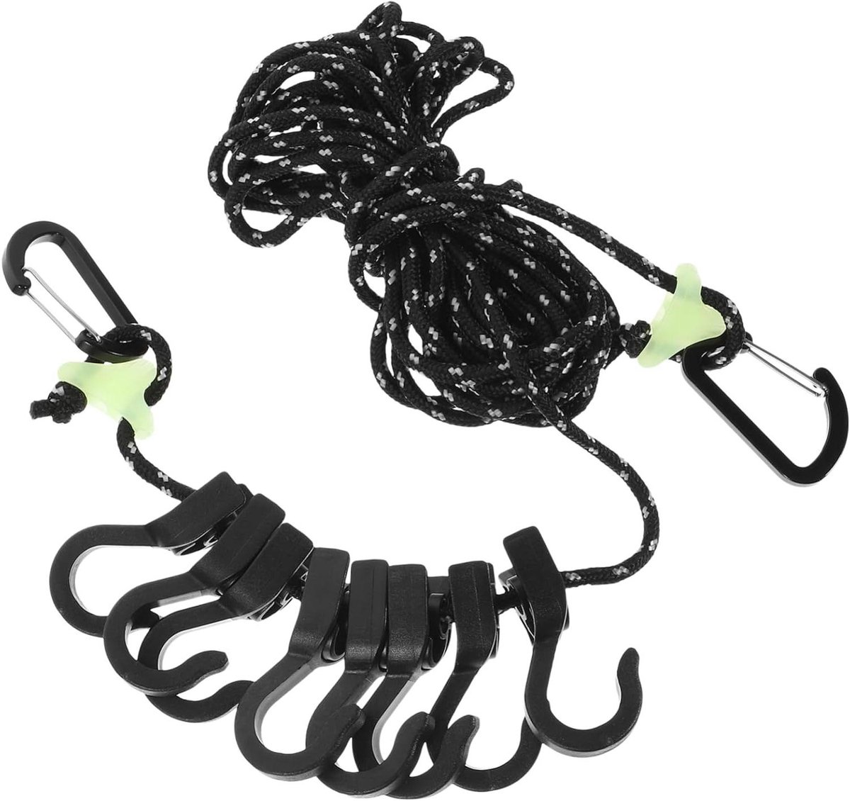 Elastische Waslijn - Reis Waslijn - Kleding Drogen - Winddicht Antislip - 30ft - Zwart