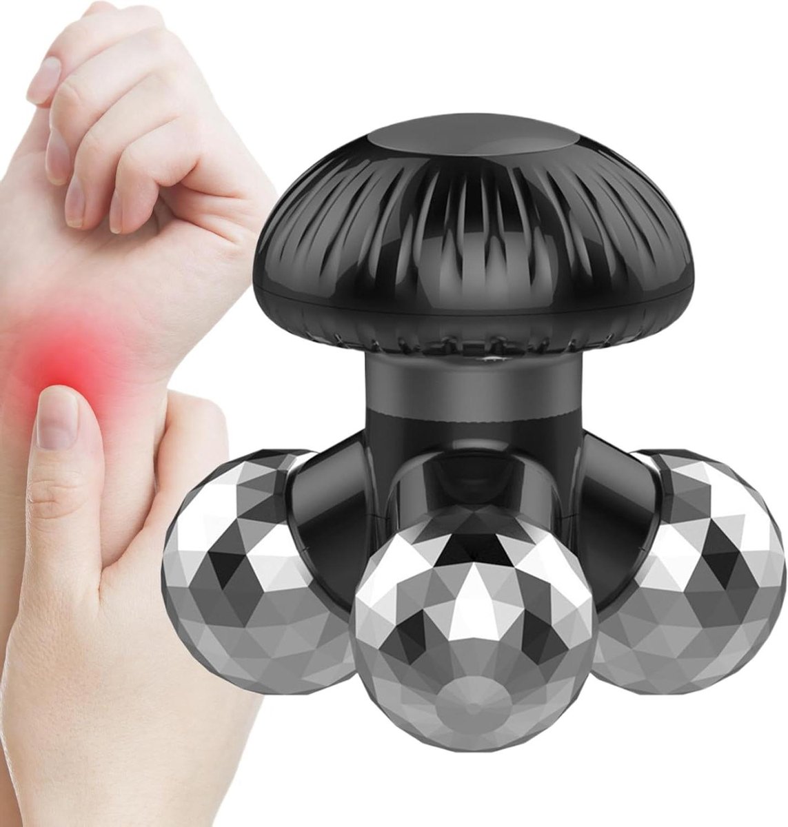Handmassage Apparaat - Spierroller Rugmassager - Spierontspanning - Paddenstoelvorm Ontwerp - 10.5 x 10.5 x 10 cm - Wit