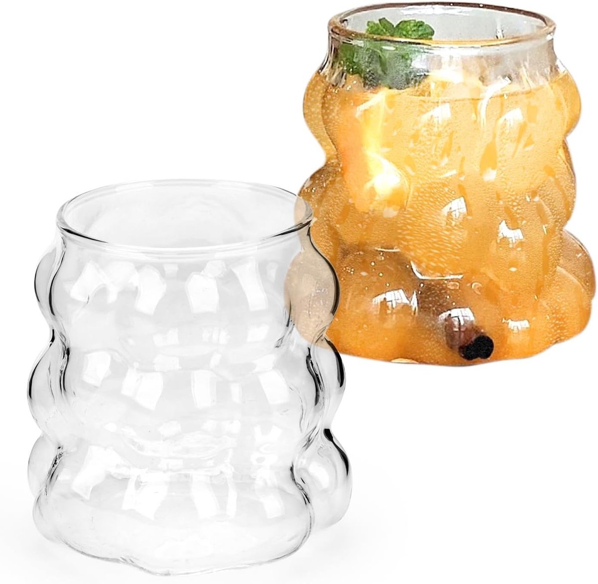 Stijlvolle 350ml Waterglazen voor Iced Coffee, Latte Macchiato en Mojito - Set van 2, Vaatwasserbestendig en Perfect voor elke Gelegenheid