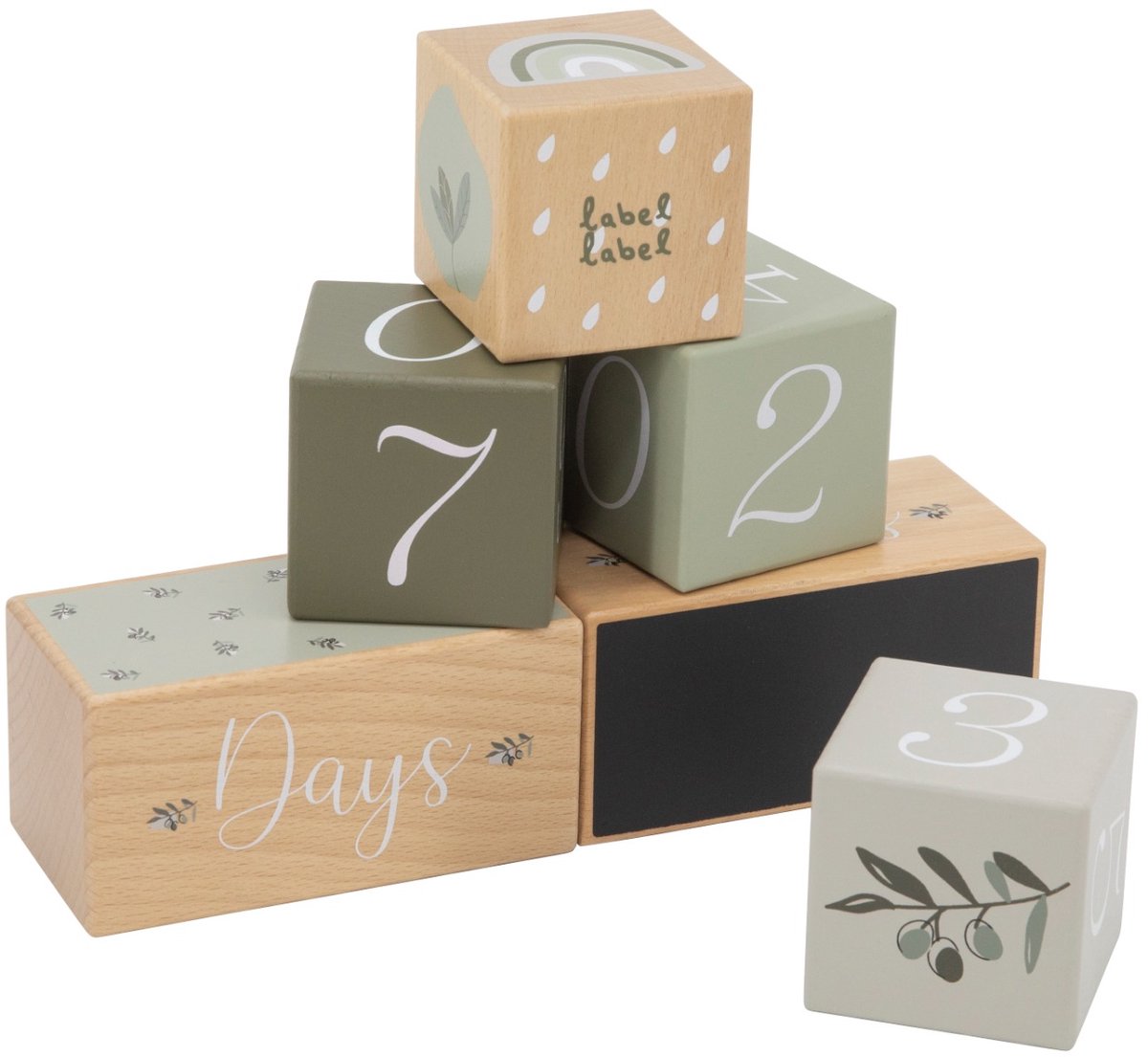 Label Label Olijfgroen Houten Mijlpaalblokken