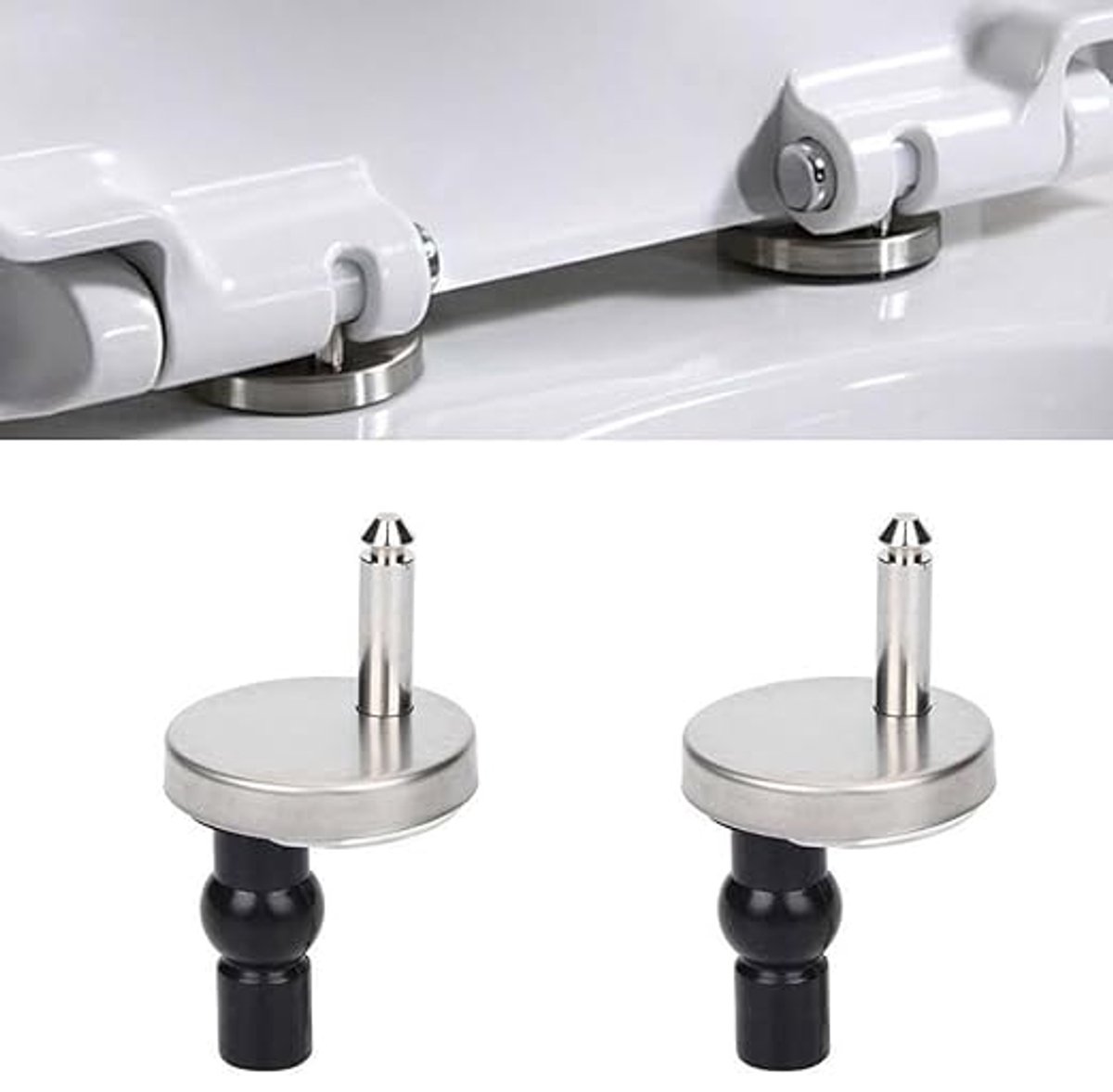 Set van 2 – Toiletbrilscharnieren – Wc Bril Scharnieren - Universele vervangingsscharnieren – Verstelbare scharnieren – Bevestigingsmateriaal voor toiletbrillen – Eenvoudig te monteren vervangingsscharnieren – Reparatiemateriaal voor toiletbrillen