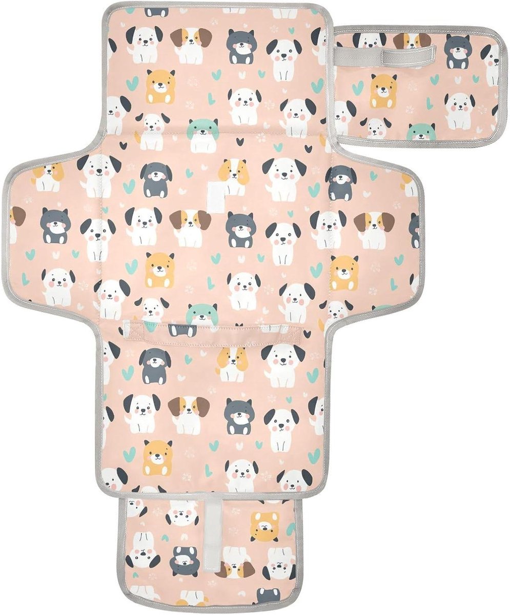 Aankleedkussen - Verschoningsmat - Baby verzorgen - Met ingebouwd kussen - 62 x 30 cm - Cartoon honden