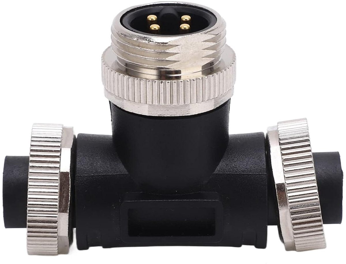 NMEA 2000 T-connector - 4-pins adapter - Netwerk uitbreiden - IP67 waterdicht - 3 poorten - Zwart