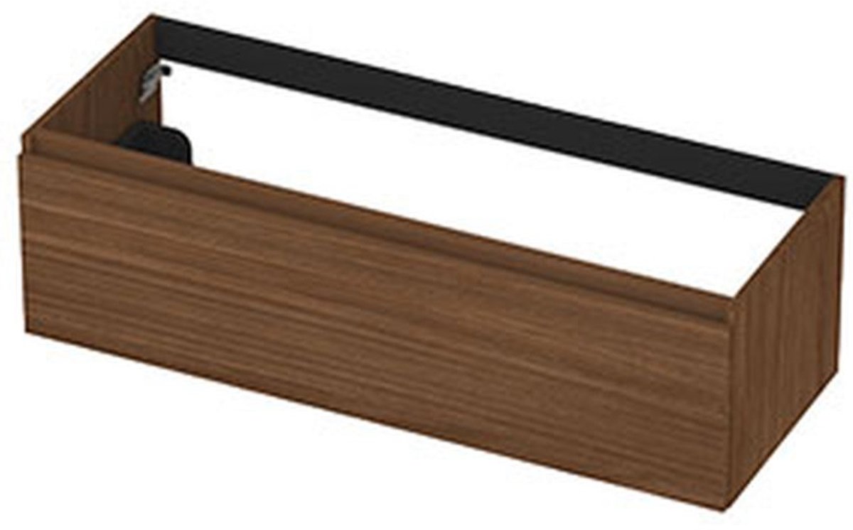INK - Onderkast 1 Lade Greeploos met Houten Keerlijst - 1200x450x350 Mm - Warm Walnoot