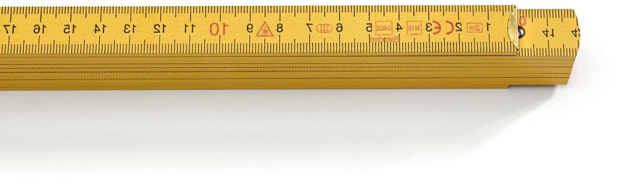 Vouwliniaal Schaal - Meetlat - Precisie Meten - Dubbele Maatverdeling - 2 Meter - Geel