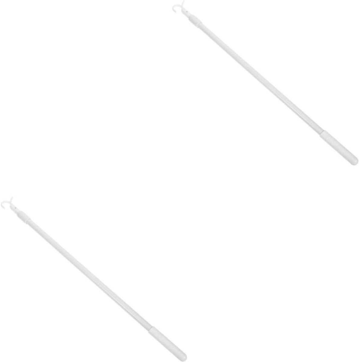 Gordijnstok Set - Raambekleding Hulp - Vensterbediening - Telescopisch Verstelbaar - 2x 38 cm - Wit