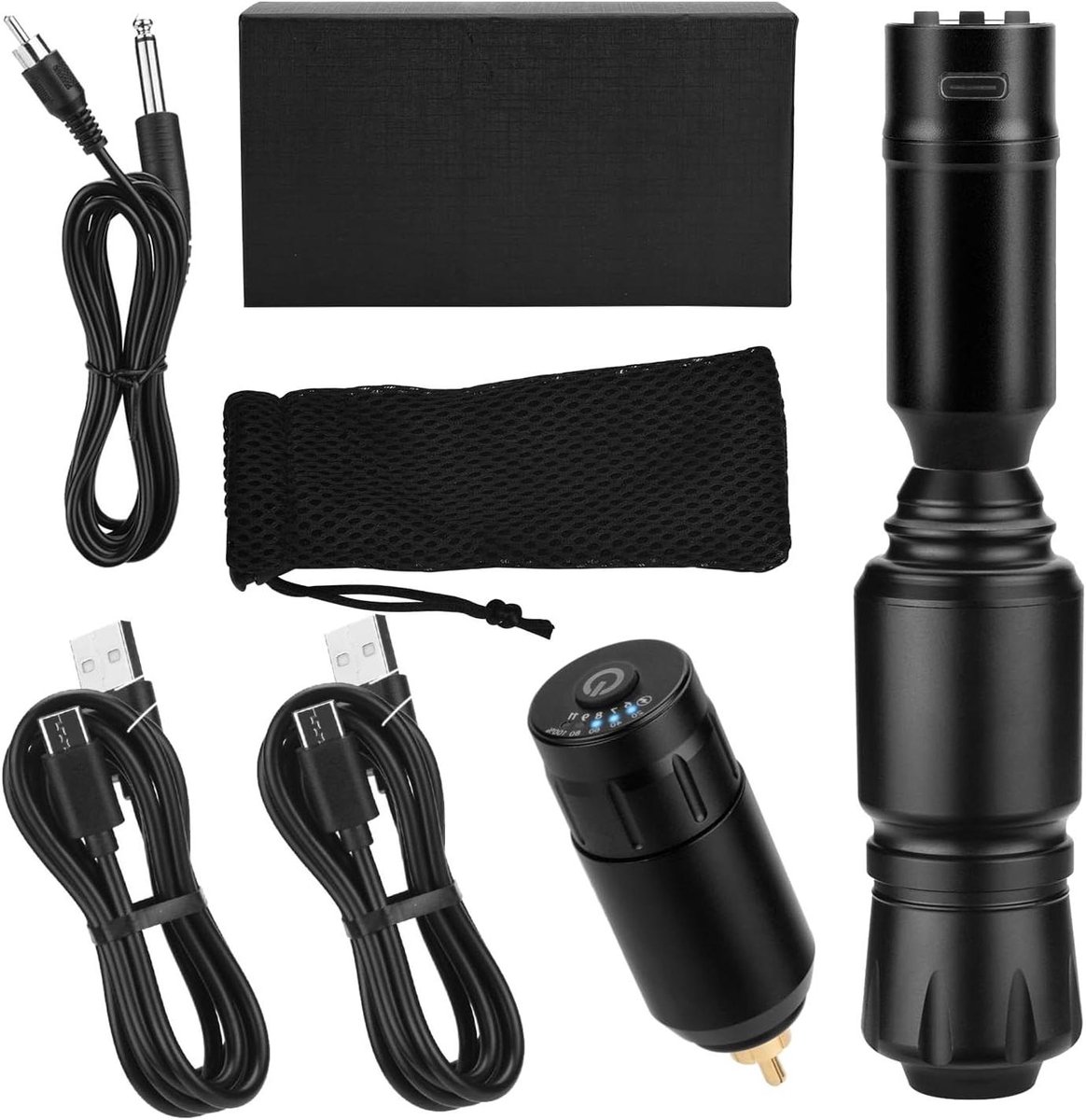 Draadloze Tattoo Pen - Set Complete - Huidkunst Maken - Stabiele Motor - 1300mAh Batterij - Zwart
