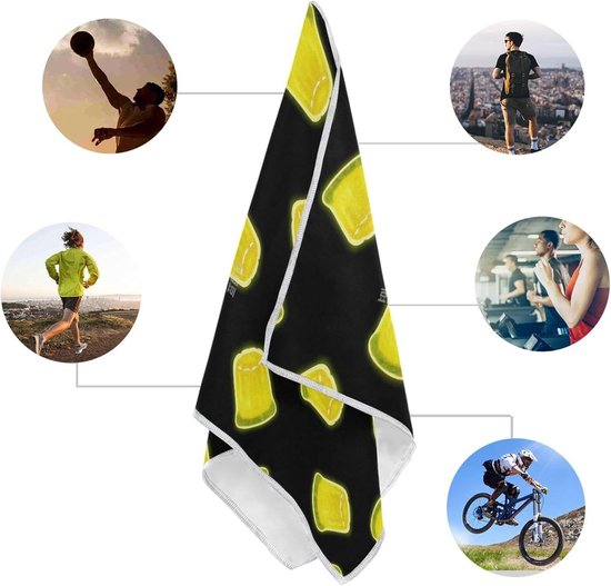 Sneldrogende Handdoek - Sporthanddoek Washandje - Hygiënisch Werken - Huidvriendelijk Materiaal - 76 x 38 cm - Neon Geel — afbeelding 4