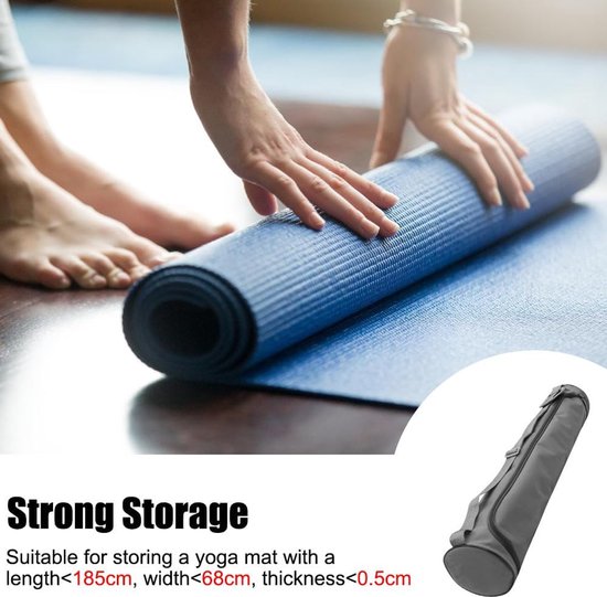 Yogamat Tas - Sporttas Oefenmat - Sporten Buiten - Waterdichte Stof - 72cm x 15cm - Grijs — afbeelding 5