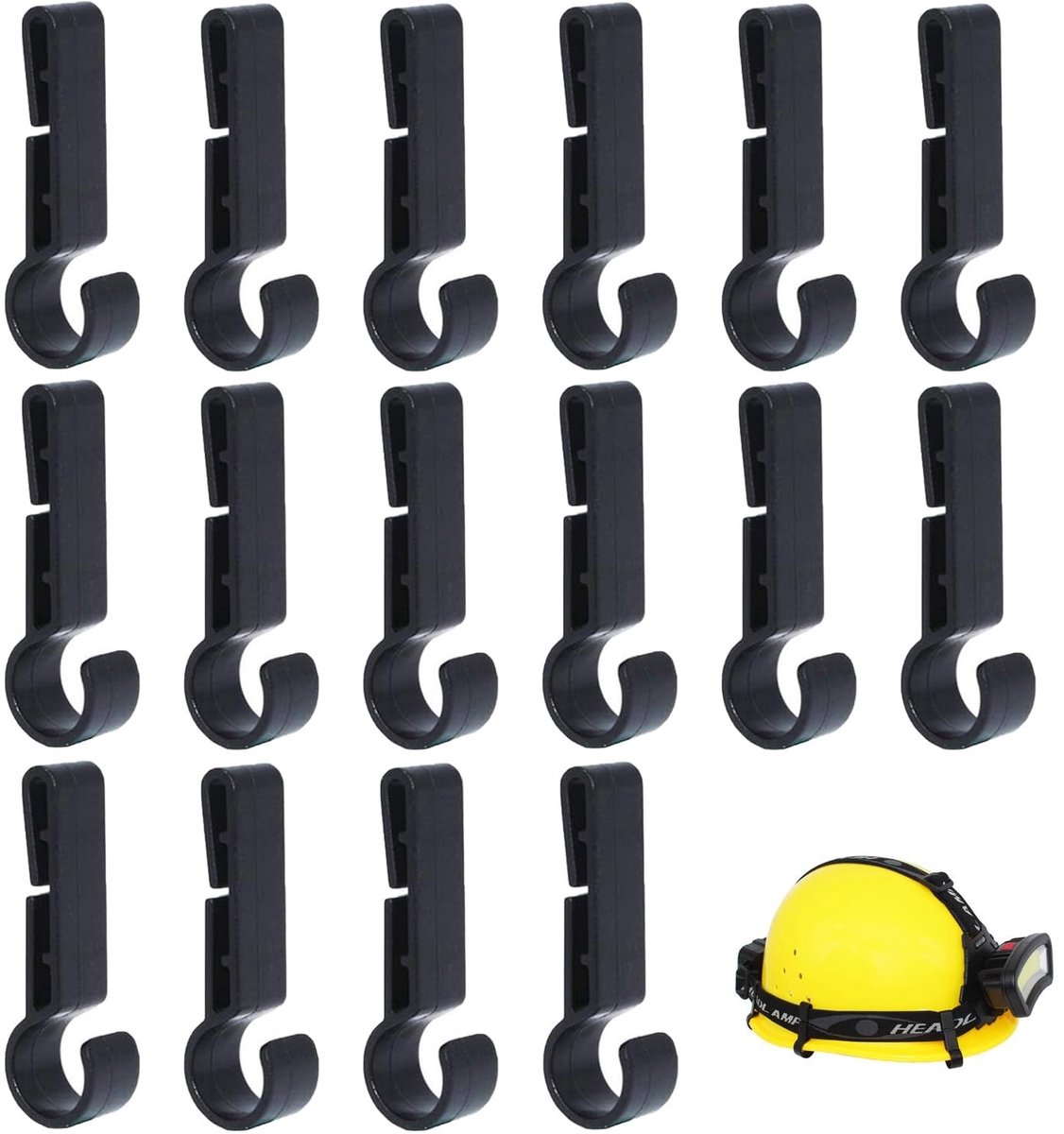aladdien - Antislip Helmclips - Veiligheidshaken voor Hoofdlampen - Set van 16 - Handig en Betrouwbaar - Perfect voor Avonturen - Geschikt voor Outd...