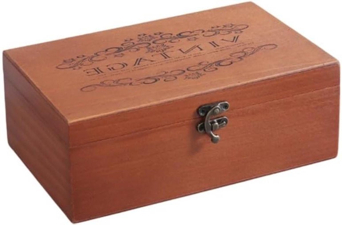 Houten Opbergdoos - Afsluitbare Kist - Waardevolle Spullen Beschermen - Met Veilig Slot - 24 x 15 x 9 cm