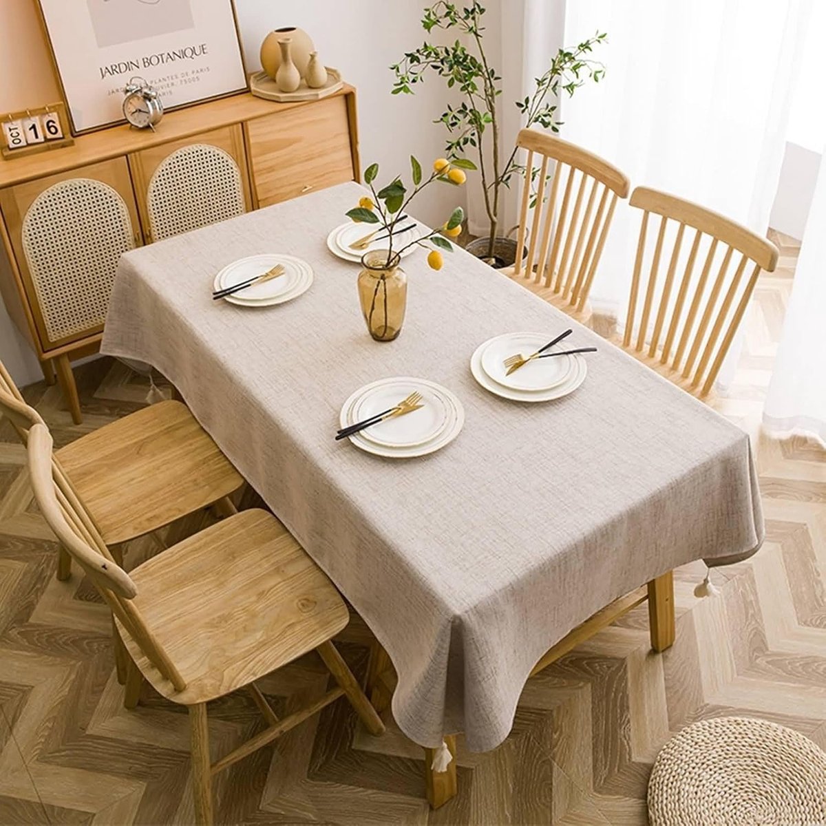 Eettafelhoezen - Tafelkleed - Bescherming Tafel - Polyester Katoen - 119x119 cm - Grijs