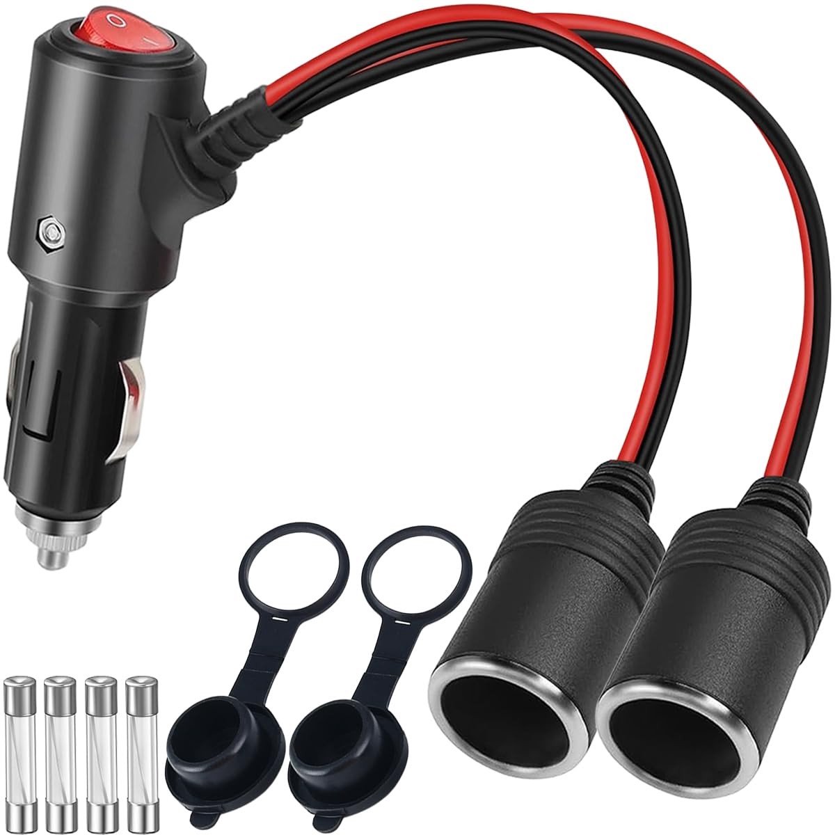 ONF3 - Cigarette Lighter Splitter - 12V/24V Aansluiting - Met 15A Fuse - Aan/Uit Schakelaar - Voor Auto en Boot - Handige Accessoire - Compact o...