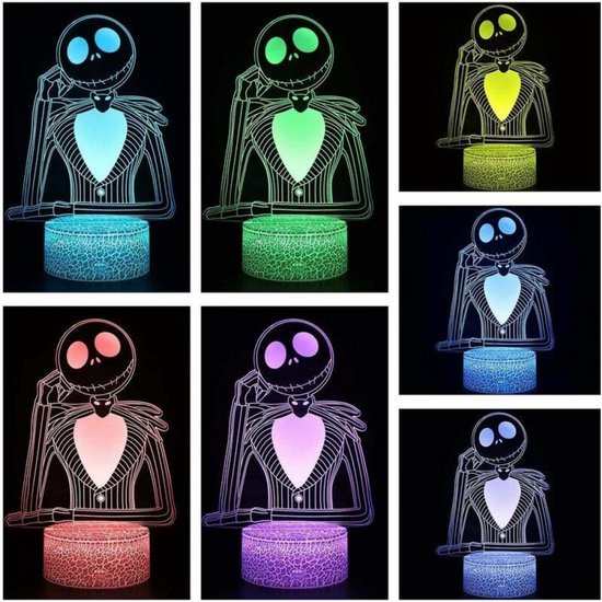 Oneay Halloween Town Pumpkin King nachtlampje - 3D illusielamp met afstandsbediening - Anime bureaulamp voor kinderkamer en slaapkamer - LED sfeerverlichting voor kinderen, gamers en fans - Creatieve decoratielamp en cadeau idee van Oneay — afbeelding 5