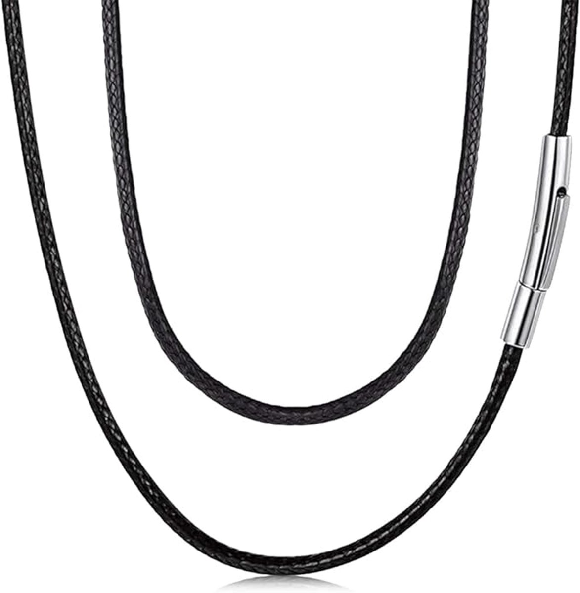 aladdien - Kunstleren halsketting - Gevlochten leren band - Hypoallergeen - Zwart - Heren en dames - Perfect voor hangers - 70 cm