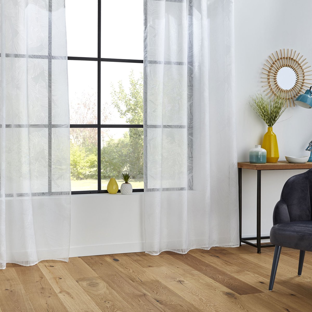 Atmosphera Gordijn Atmosphera Tropical Polyester Wit (140 x 240 cm)