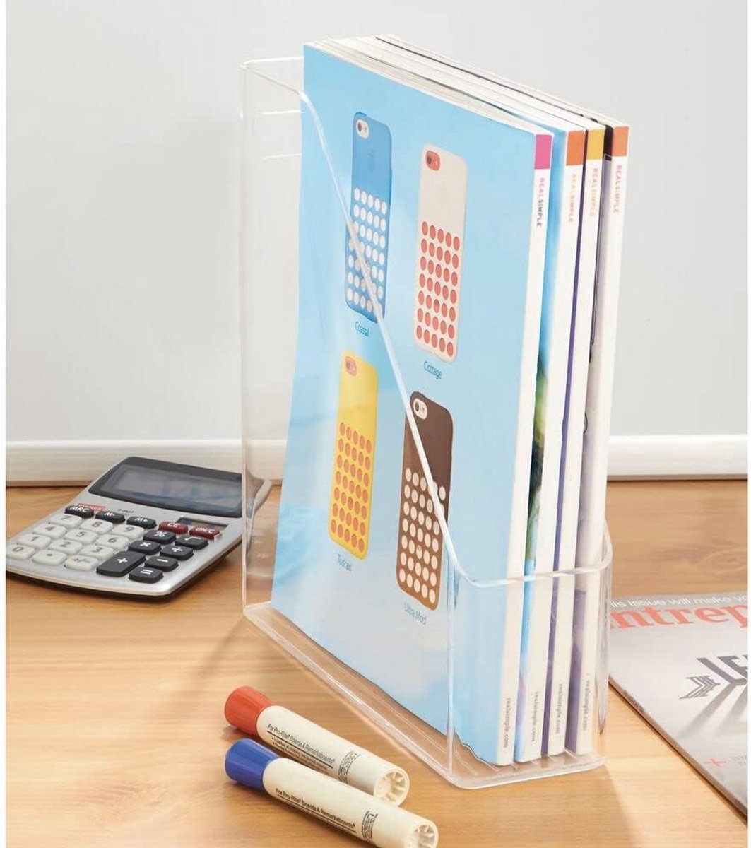 mDesign - Magazine cassette - desk organiser - office supplies - for files, magazines, notebooks - transparent — cadeau in Cadeau-ideeën - foto 7