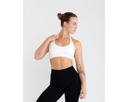 NXTR Core Premium Sports Bra - Off White - Racerback Design - Medium Support - Naadloze Sportbeha