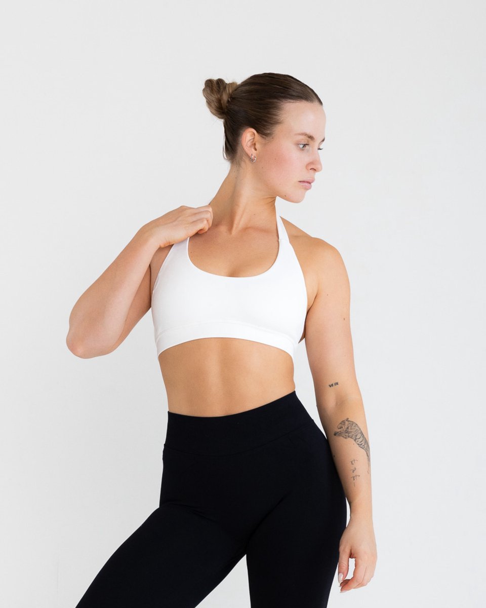 NXTR Core Premium Sports Bra - Off White - Racerback Design - Medium Support - Naadloze Sportbeha