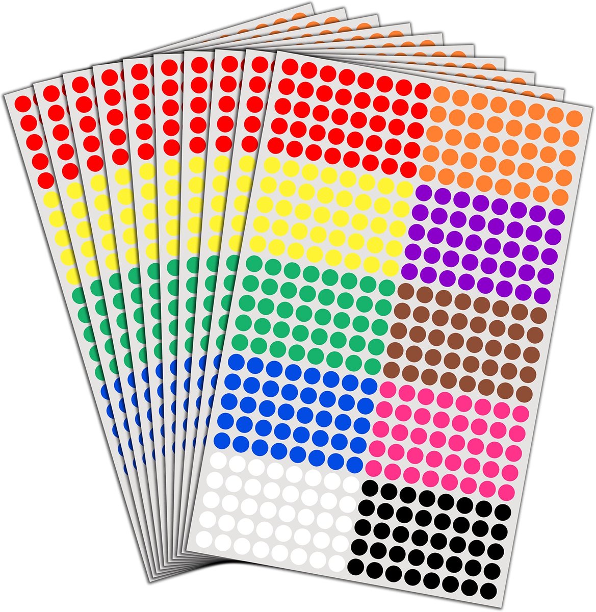 aladdien - 6000 Stuks - Stickers - Zelfklevende Etiketten - 8mm Ronde Puntstickers - 10 Kleuren - Perfect voor Creatief Gebruik - Ideaal voor Hobbym..