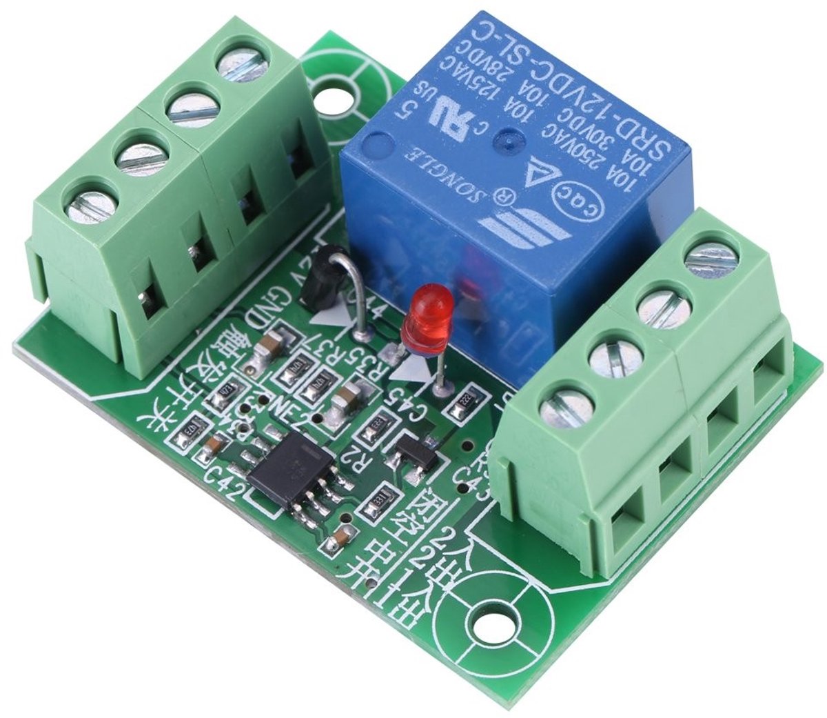 aladdien - 12V DC relais - Bistabiel - Geschikt voor DIY - 1 kanaal - Automatische bediening - Hoog vermogen - 10 Ampere