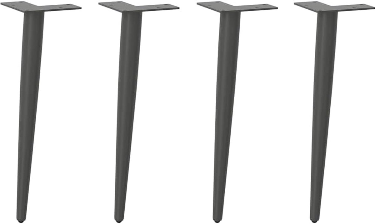 Set van 4 Betonnen Tafelpoten Conisch Vorm Ontwerp 30-31 cm Antraciet Staal