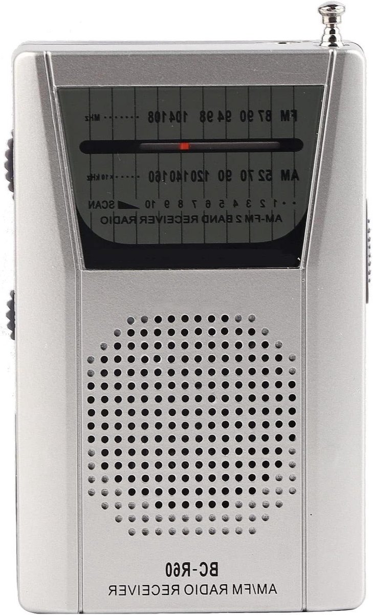 Draagbare Radio - AM FM Ontvanger - Muziek Luisteren - Telescopische Antenne - 95x58x20mm - Zilver