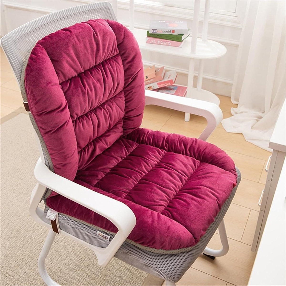 Verwarmingskussen Bureastoel - Verwarmd Zitkussen - Comfortabel Zitten - 9 Warmtestanden - 50x45x45 cm - Bourgondië