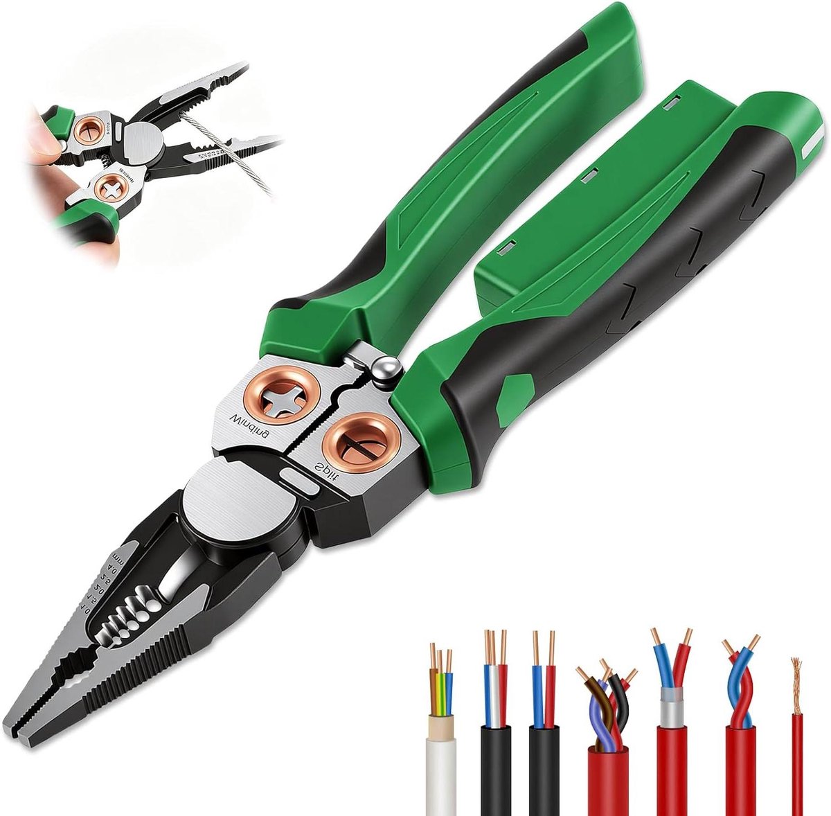 Multifunctionele Striptang - Kabeltang - Elektrisch Werk - Met Spanningstest - 22 cm - Groen