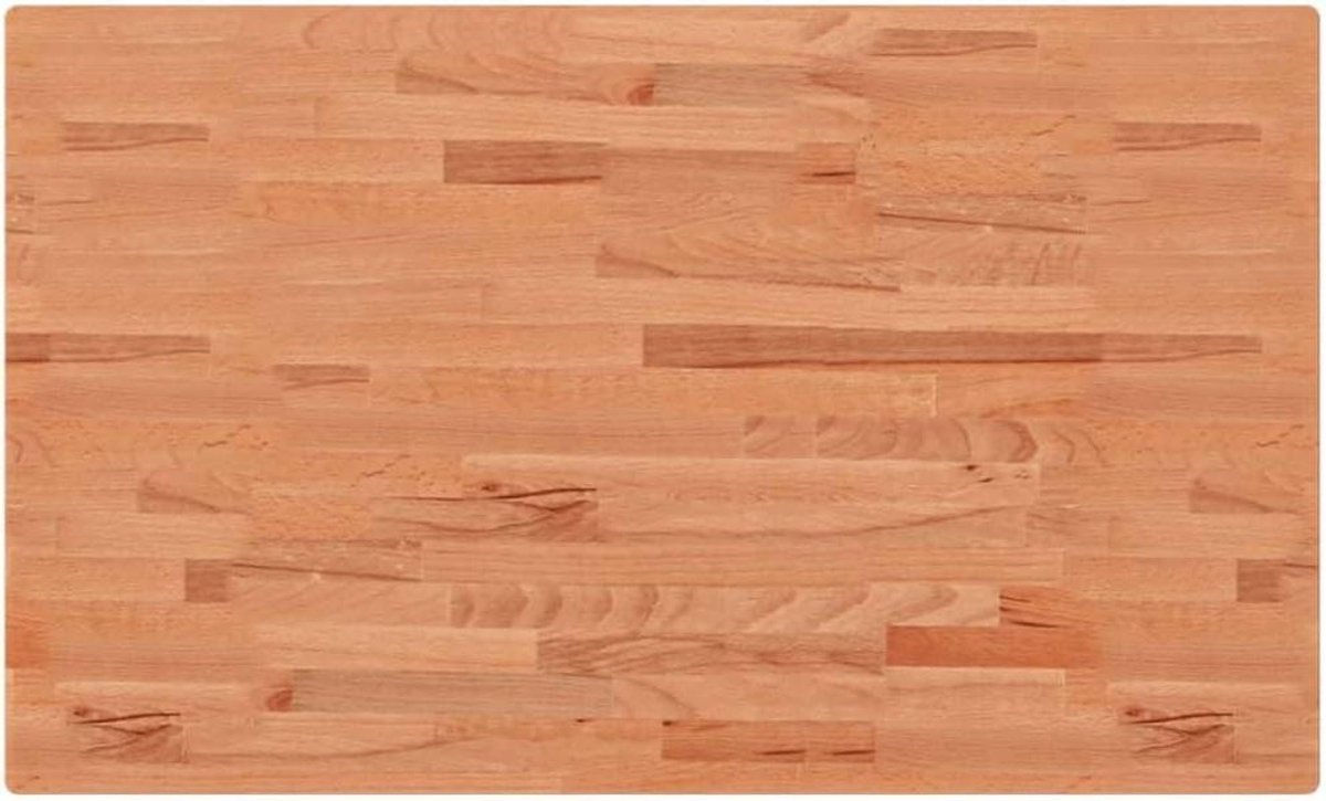Tafelblad Rechthoekig - Houten Topper - Tafel Opknappen - Massief Beukenhout - 100x60 cm - Bruin