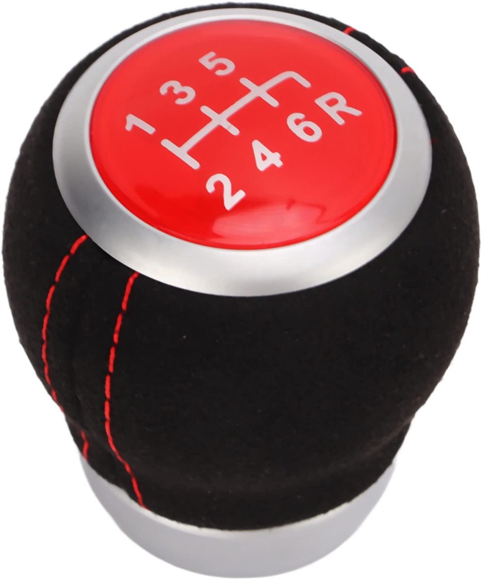 aladdien - Versnellingsknop - Auto Gear Shift Knop - Luxe uitstraling - Rode top - 6 Speed Shifter Handvat - Geschikt voor diverse auto modellen