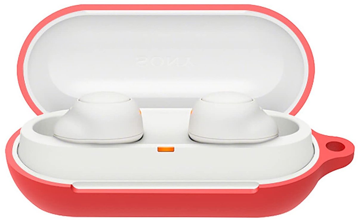 aladdien - Cilicone Hoesje - Sony WF-C700N - Ultradun en zacht - Rood - Valbestendig - Perfecte bescherming voor jouw oordopjes