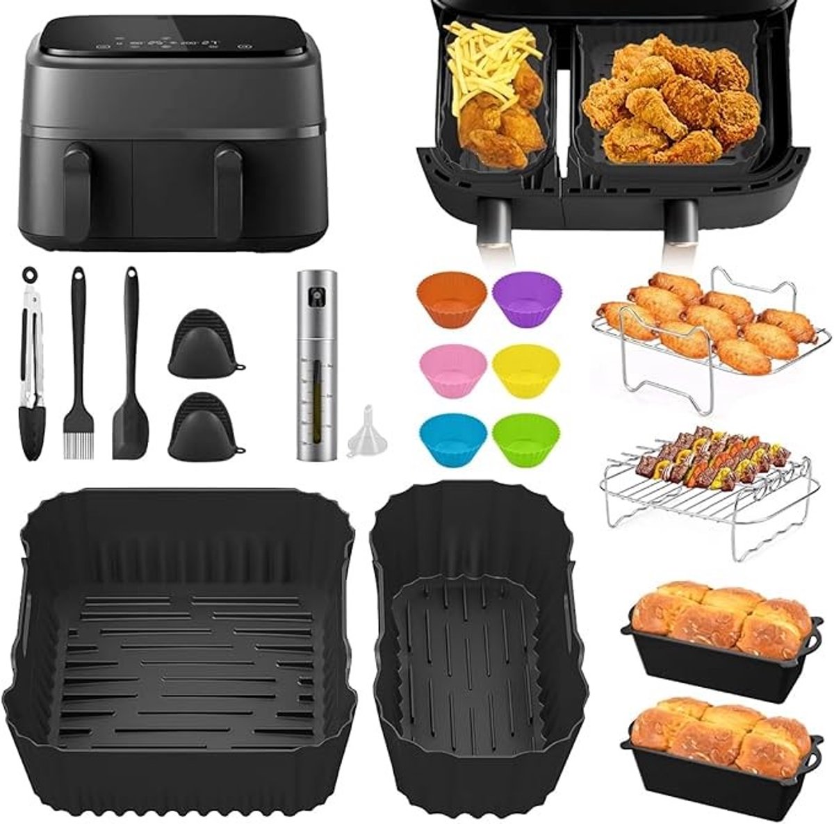 24-delige accessoireset voor Philips Airfryer Dual Basket 3000 Series