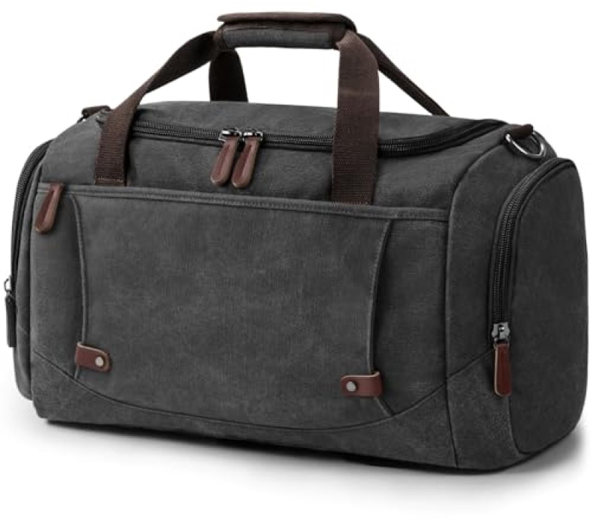Grote canvas reistas 40L - Weekendtas sporttas met meerdere zakken, handbagage, zwart