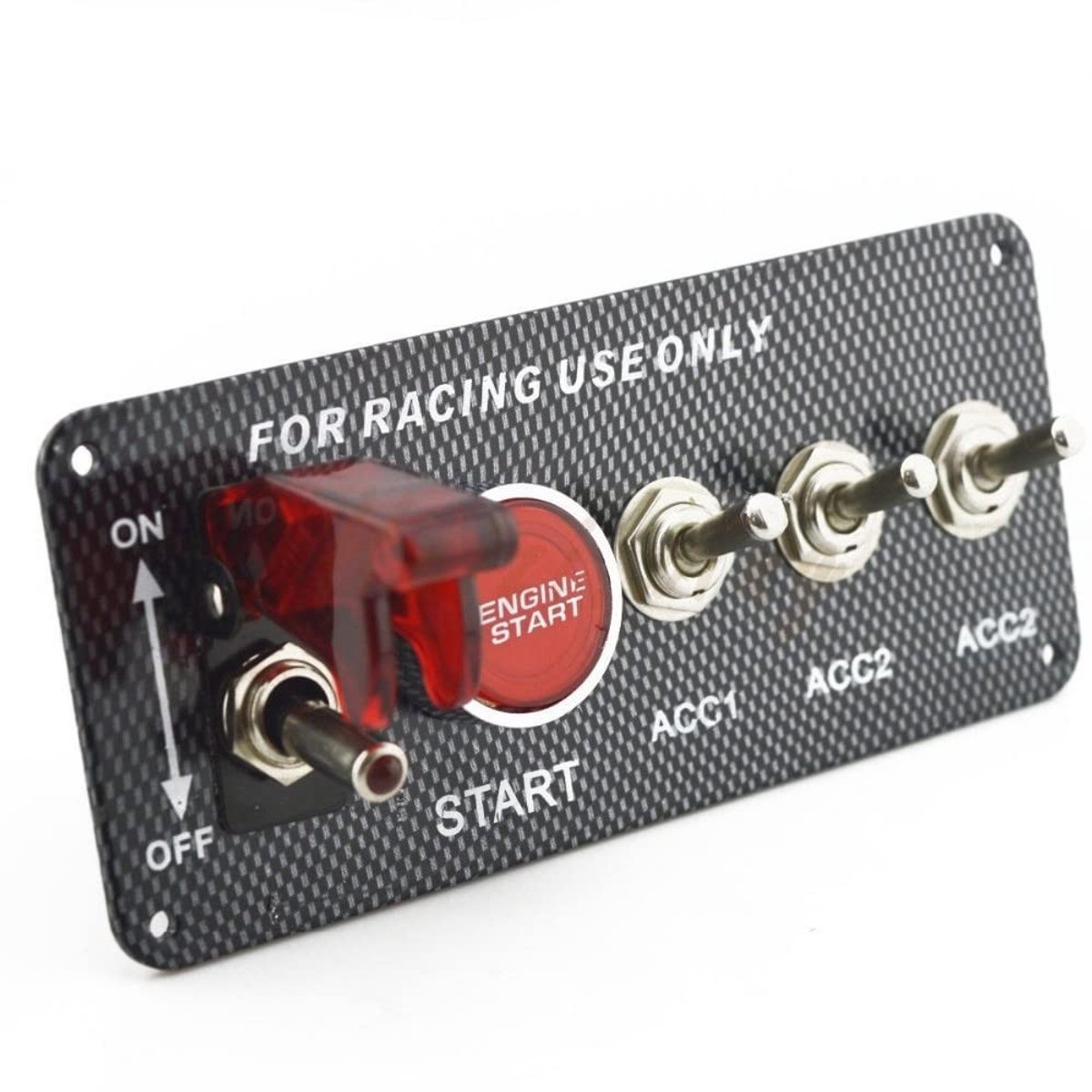 aladdien - Startpaneel - 12V Schakelaar - 5-in-1 Functie - Carbon Fiber Afwerking - Raceauto's - Duurzaam Ontwerp - Eenvoudige Installatie - Geschik..