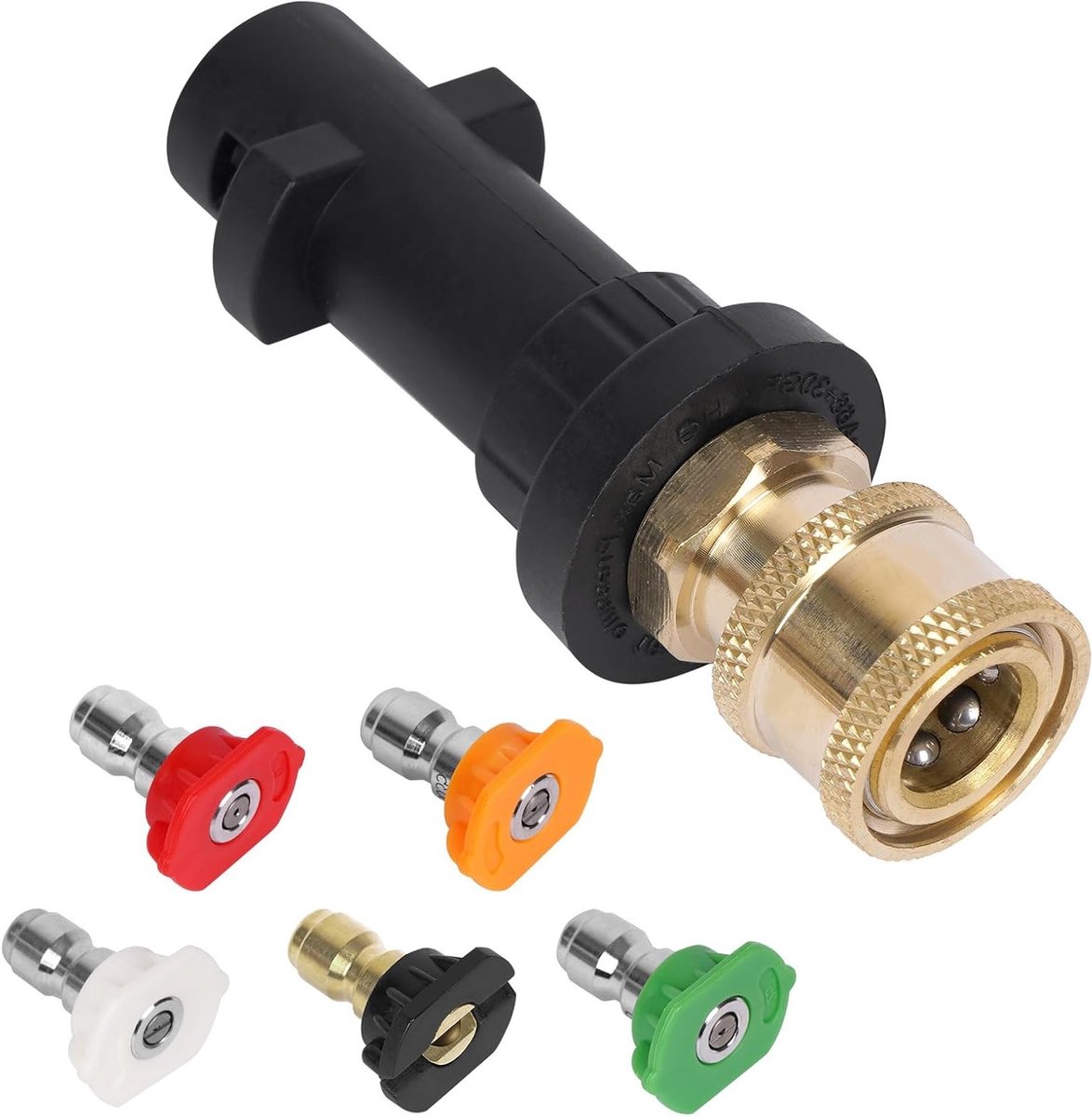 Dailygoods - Hogedrukreiniger Accessoires - Karcher Adapter - 1/4" Quick Connect - Met 5 Power Nozzle Tips - Voor Karcher K2 K3 K4 K5 K6 K7