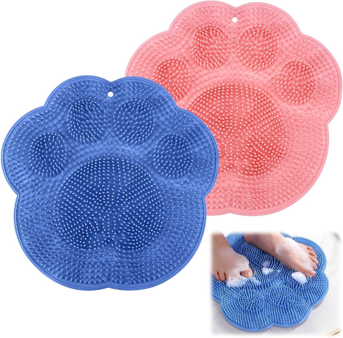 Set van 2 Antislip Voetborstels met Silicone Massage Pads en Zuignappen voor Voetverzorging, Ontspanning en Verbetering van Bloedcirculatie