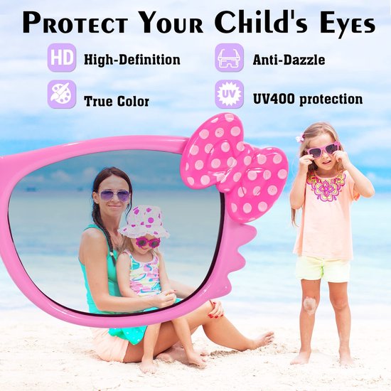 Dailygoods - Dailygoody - Kinderzonnebril - UV-bescherming - Flexibel montuur - Roze - Gepolariseerde zonnebril - Geschikt voor peuters - 3-10 jaar van Dailygoods — afbeelding 3